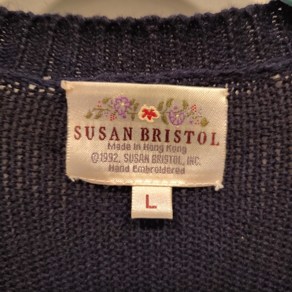 Susan Bristol Vintage 1992 Christmas Holiday Mittens Cardigan Sweater Sz L Party - Picture 3 of 9